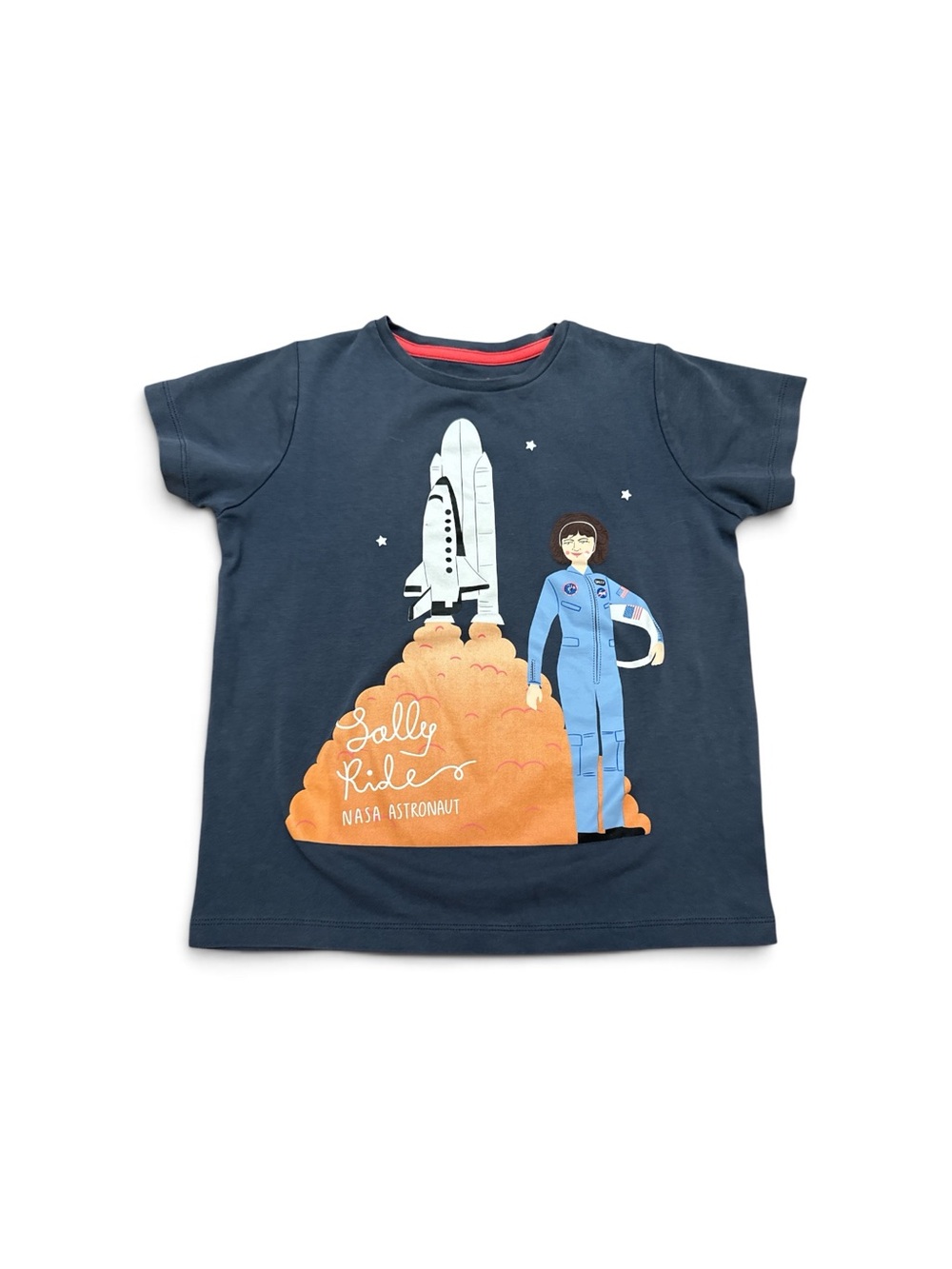 Piccolina Trailblazers Sally Ride Girls T-Shirt Size 10 Blue Astronaut Space